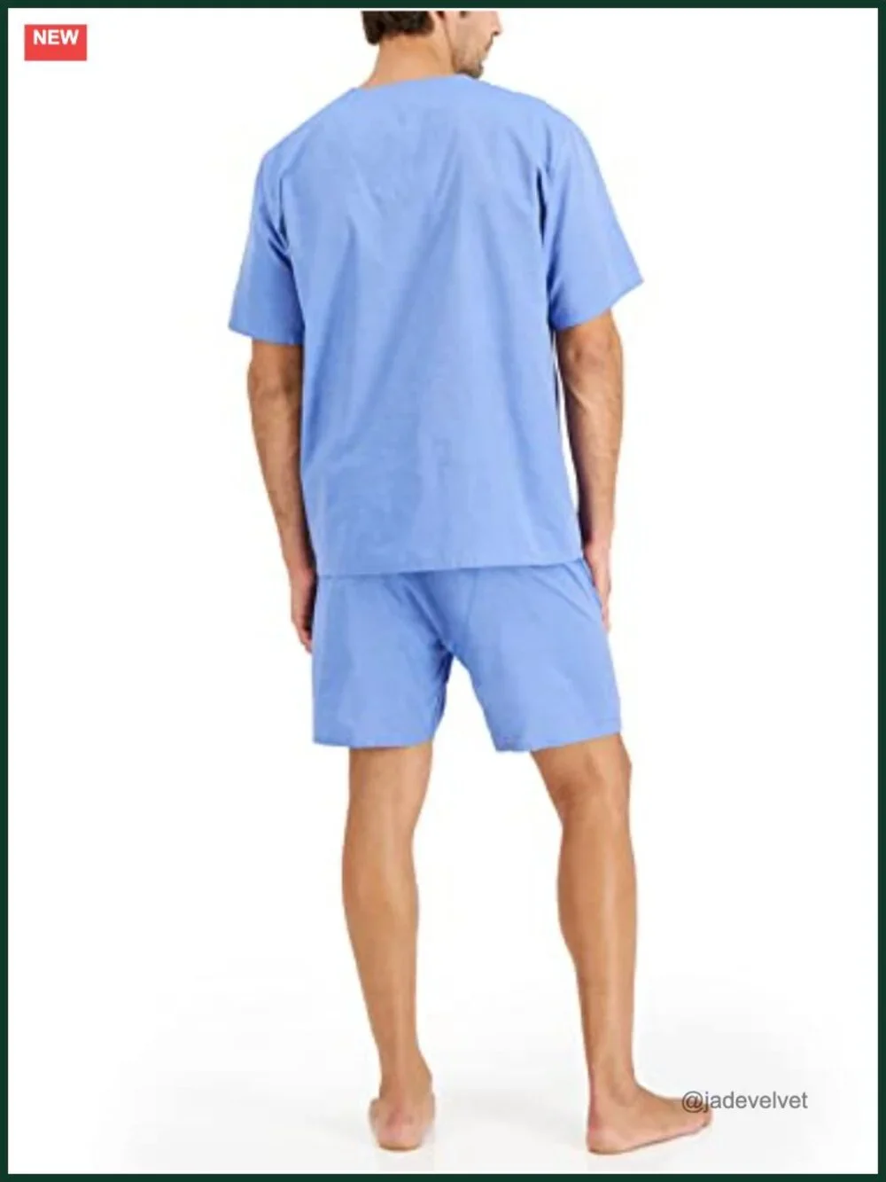 Men's Short Sleeve Pajama Set - Cotton Blend - Button Down Top & Shorts